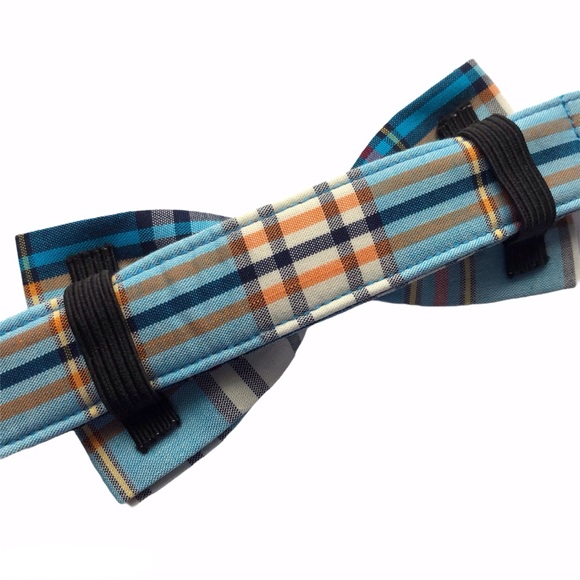 Dog Collar Bow Tie Blue Plaid NEW - Picture 8 of 14